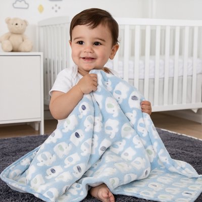 Couverture bébé bleu garçon