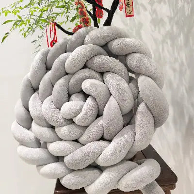 Tour de lit bébé pare-chocs tresse gris