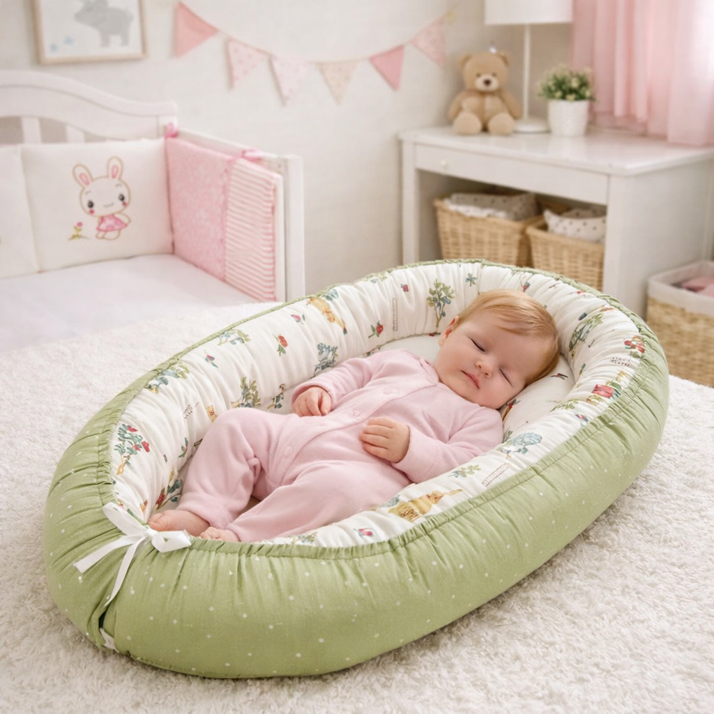 bébé dormant paisiblement dans réducteur lit évolutif