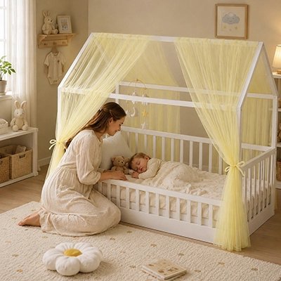 Ciel de lit enfant cabane jaune
