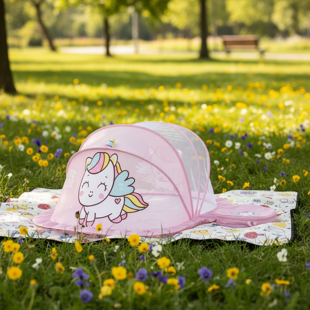 Moustiquaire licorne rose au parc