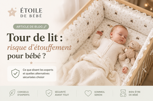 Bébé endormi dans un lit à barreaux avec un tour de lit rembourré — risques d'étouffement et alternatives sécurisées selon les experts