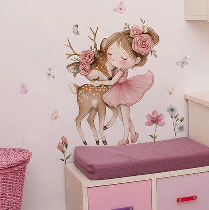 Stickers muraux fille | Câlin de Faon