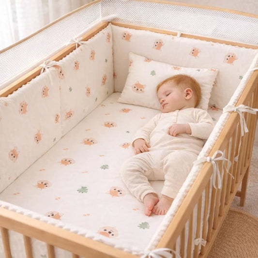 Bébé dans son lit avec tour de lit bébé original Duo Saisons