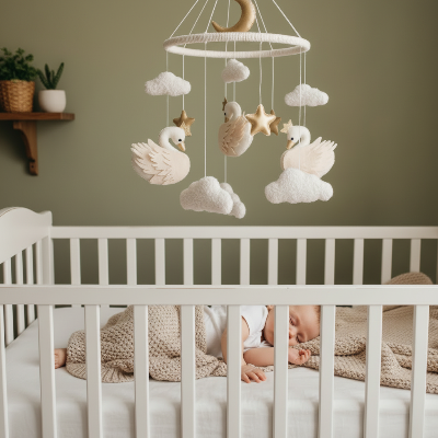Bébé dort Mobile en bois bébé cygne fait main bébé dort