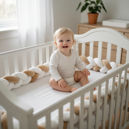 Bébé souriant tresse tour de lit 3M blanc beige