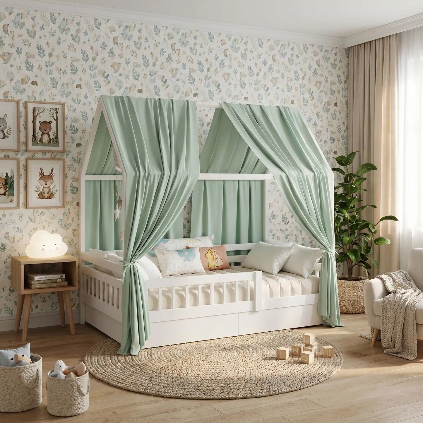 Ciel de lit cabane | Vert sauge