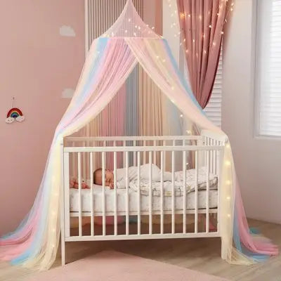 Ciel de lit bébé arc-en-ciel transparent