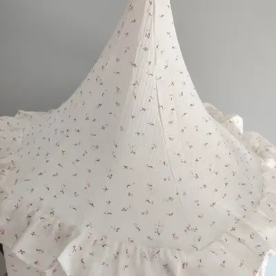 Ciel de lit bebe blanc imprimé en mousseline 100 % coton 