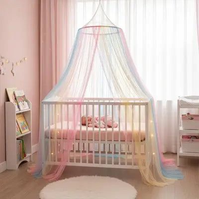 Ciel de lit pour bébé rose transparent 