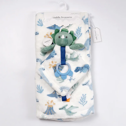 Couverture en polaire bébé avec doudou bleu