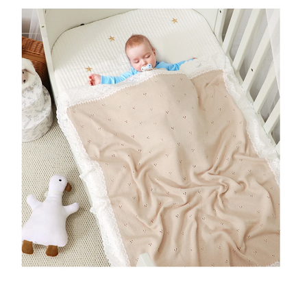 Couverture bébé tricot en coton beige
