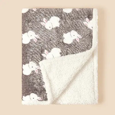 Couverture bebe Polaire gris lapin imprimé