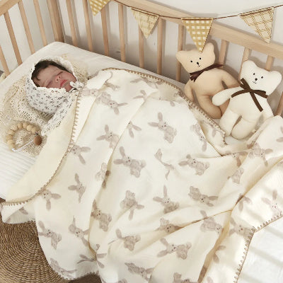 Couverture bébé en coton 110x130 cm motif lapin
