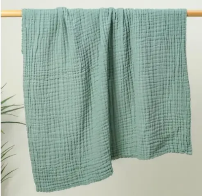 Couverture bébé naissance en mousseline verte
