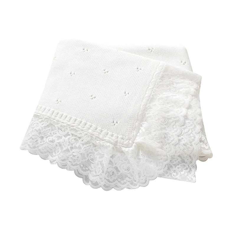 Couverture bébé naissance tricot en coton blanche