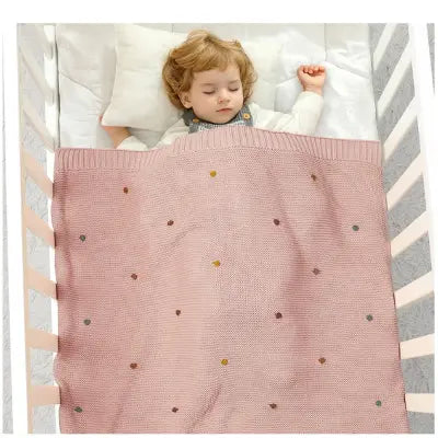 Couverture bebe tricot 90x70 cm rose