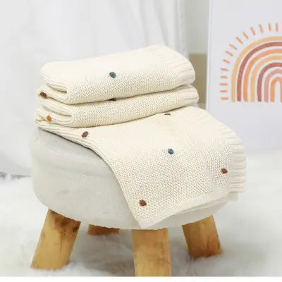 Couverture bebe tricotée blanche pour nourrissons 