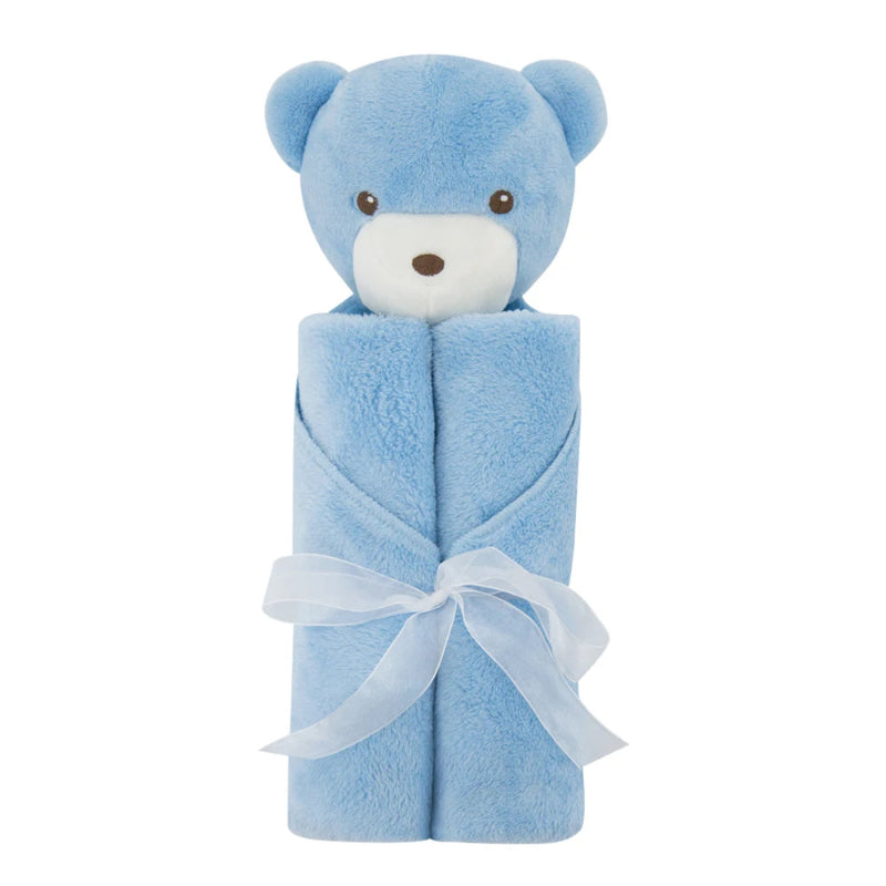 Couverture polaire bébé bleu avec tête d’ours