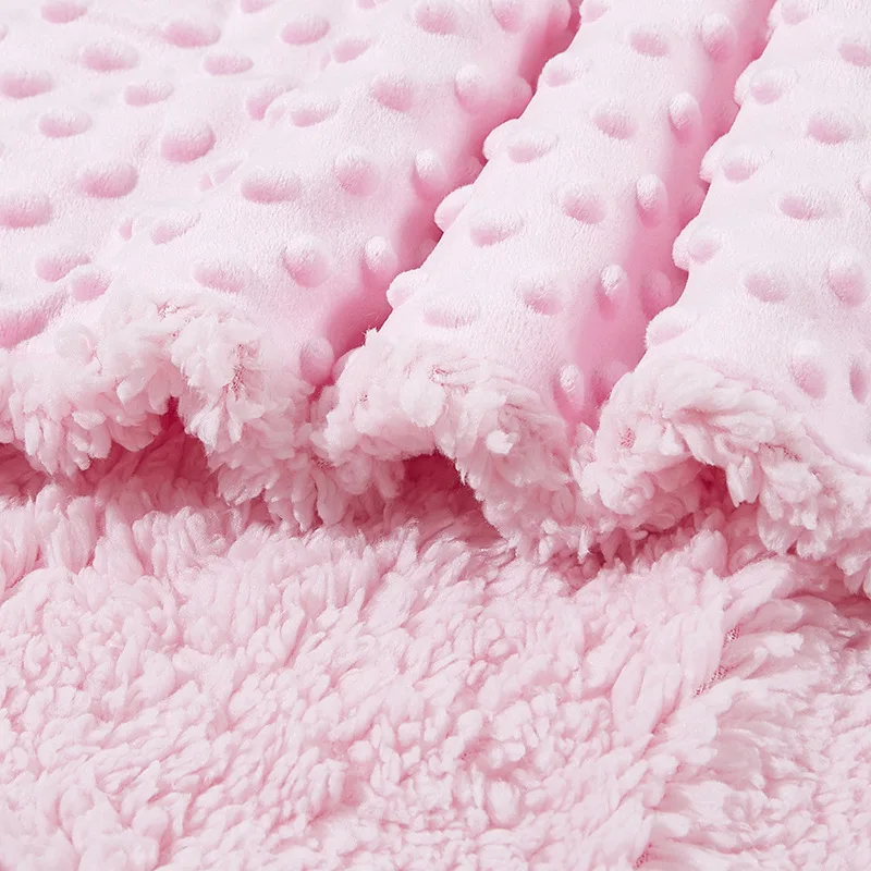 Couverture polaire pour bébé rose, bulles et doublure bouclette