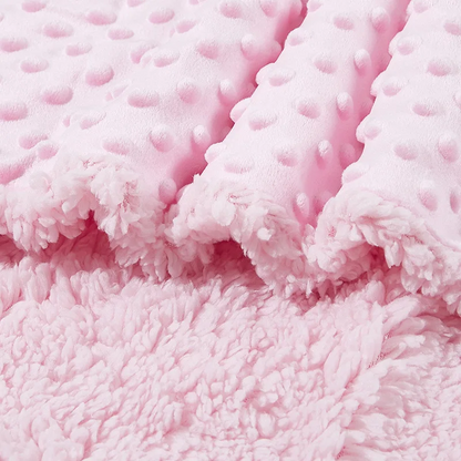 Couverture polaire pour bébé rose, bulles et doublure bouclette