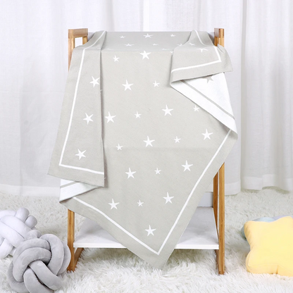 Couverture étoile pour bébé en coton beige clair