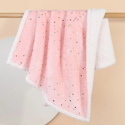 Couverture étoile pour bébé en velours rose, drapée