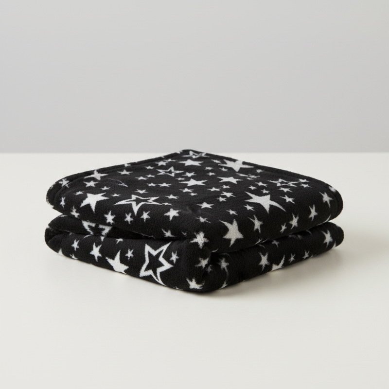 Couverture étoile pour bébé noires et   blanches