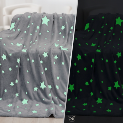 Couverture étoile pour bébé phosphorescente en comparaison jour et nuit
 