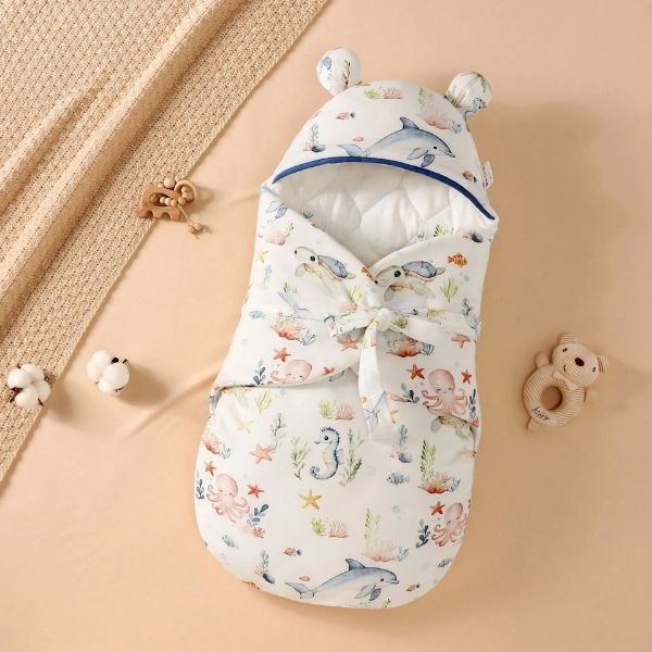Nid d'ange bebe coton bambou bleu 