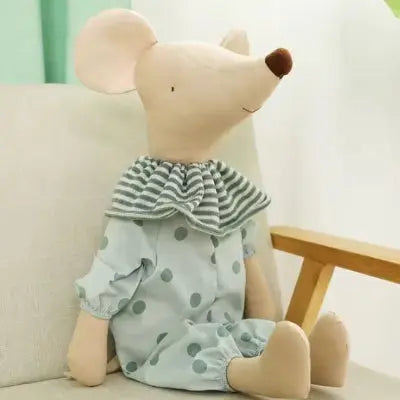 Doudou bebe souris en coton vert pastel