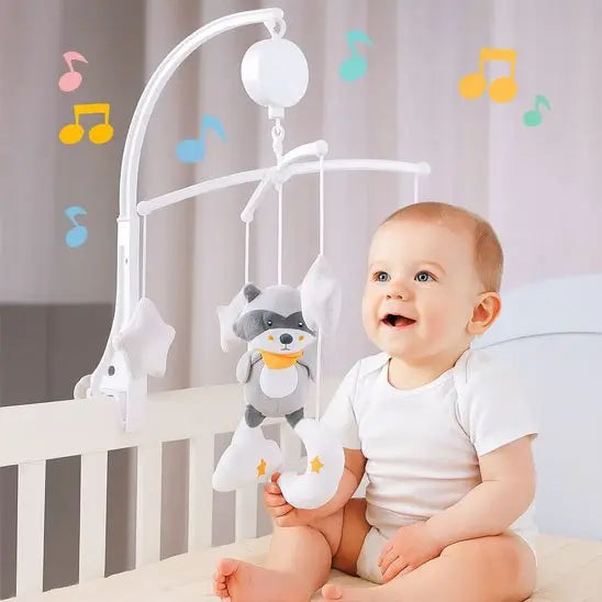 Mobile Bébé Étoile musical  360° avec figurines douces pour l’éveil de bébé au berceau