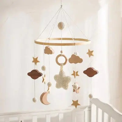 Mobile bébé étoile en bois avec lune et étoiles pour décorer la chambre de bébé