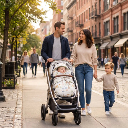 Nid d'ange bebe en coton en poussette en promenade