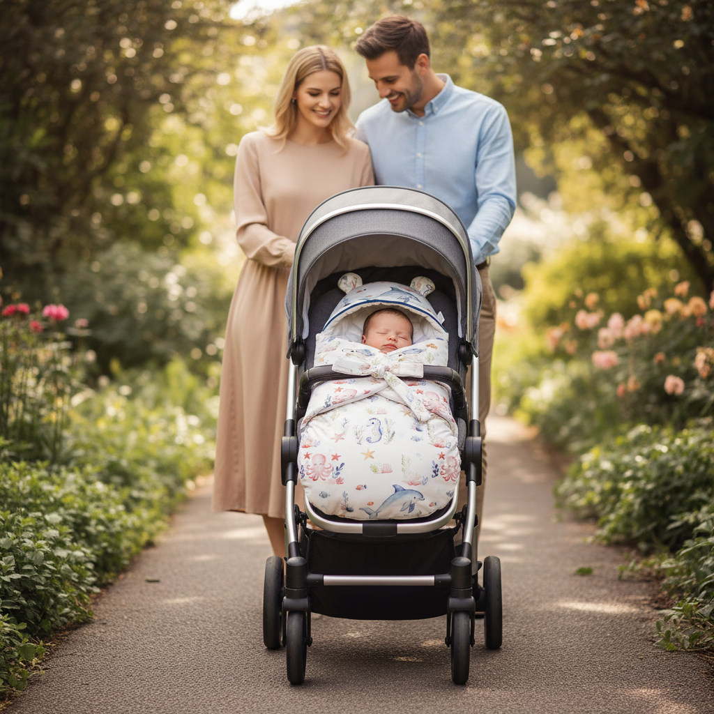 Nid d'ange bebe pour poussette au parc