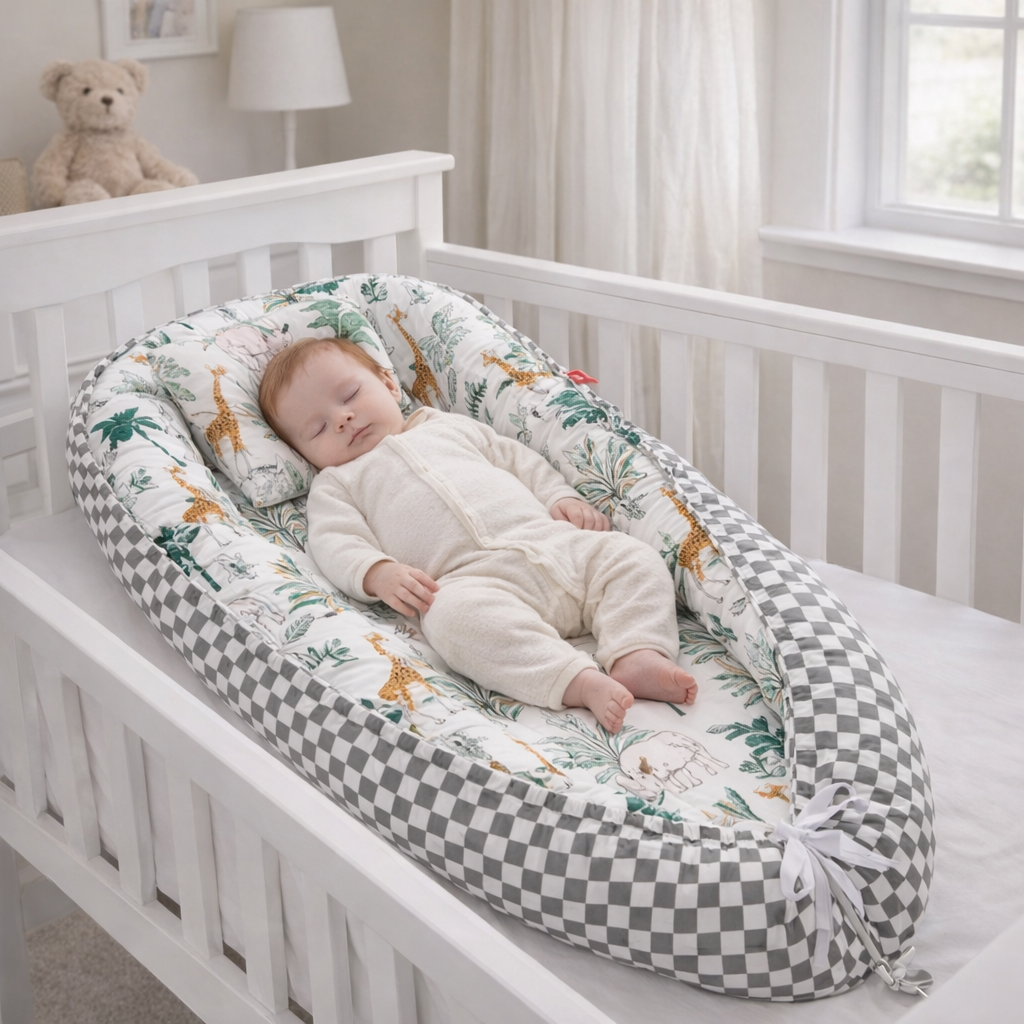 Nid de lit respirant bébé évolutif motif safari jungle