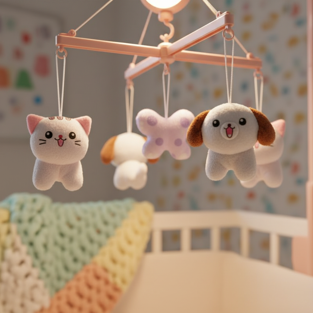 Peluches animaux du mobile bébé musical et lumineux suspendues