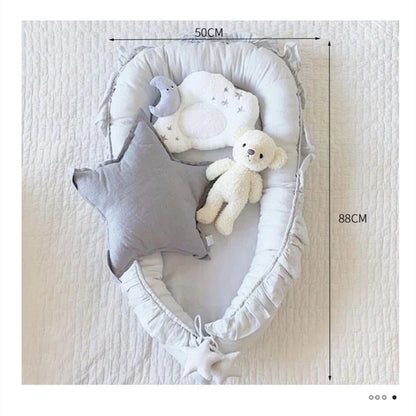 Réducteur de lit bébé Nid Portable – coloris gris vue dessus