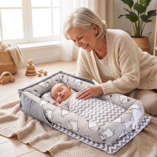 Réducteur de lit bébé respirant Éléphant en coton
