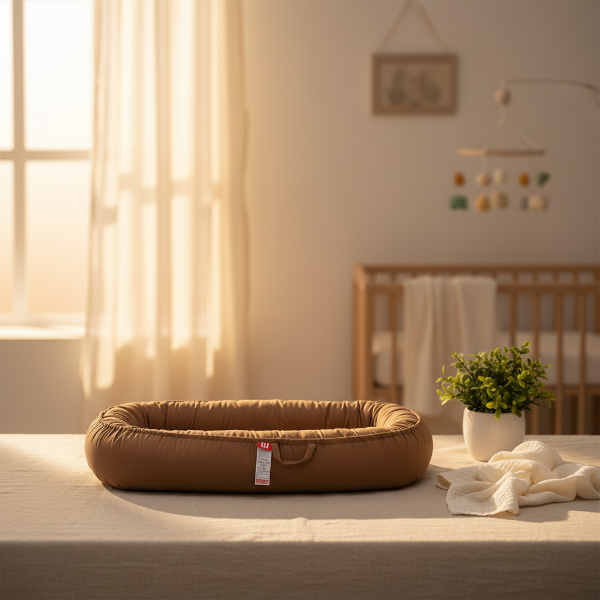 Réducteur de lit bébé respirant marron 