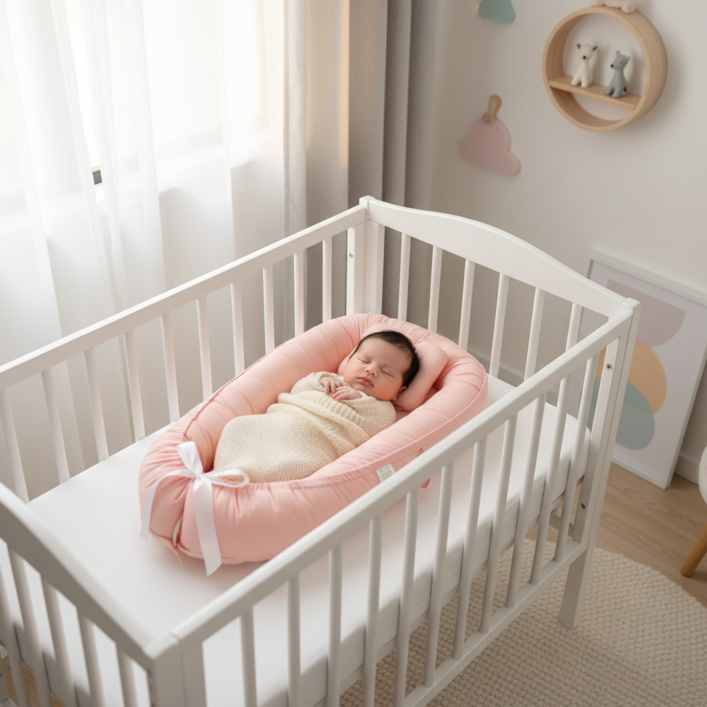 Réducteur de lit bébé rose