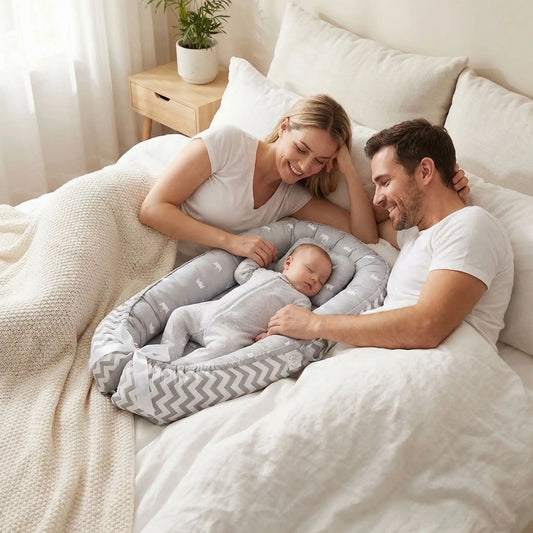 Réducteur de lit respirant bébé gris 