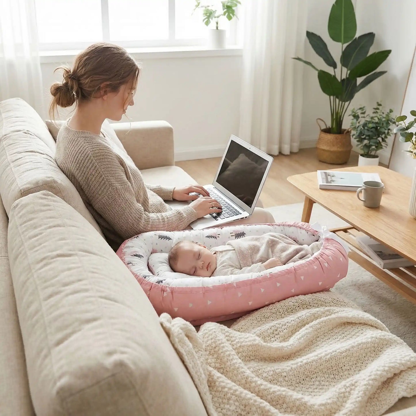 Réducteur de lit respirant bébé gris rose