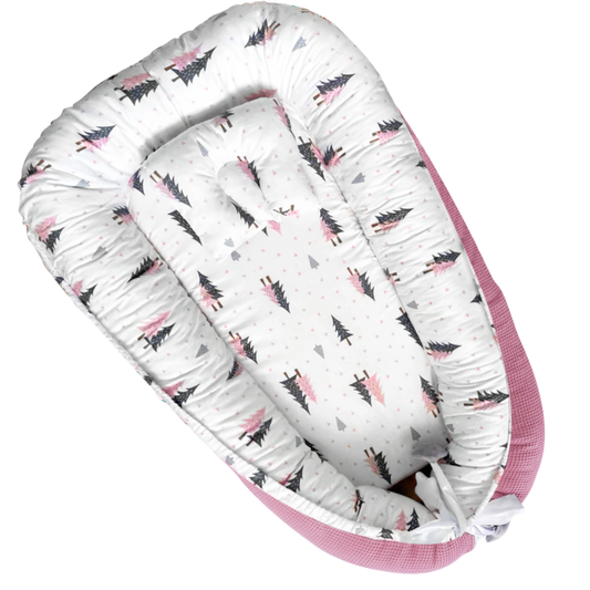 Réducteur de lit respirant bébé – forêt rose