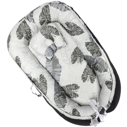 réducteur de lit respirant bébé – cocon motif feuilles