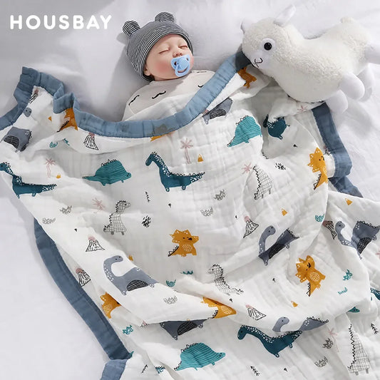 Couvertures pour bébé 6 couches 100% gaze de coton, enveloppe respirante pour bébé, douce et absorbante, couverture d'emmaillotage pour nouveau-né, serviette de bain pour bébé de dessin animé