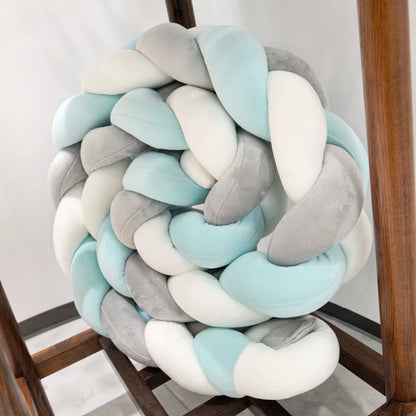 tresse de lit bébé | Gris Bleu Blanc