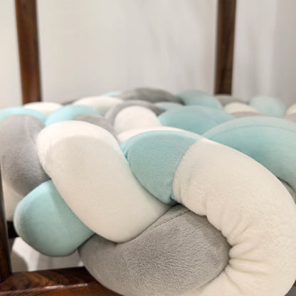 tresse de lit bébé | Gris Bleu Blanc