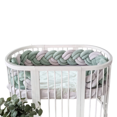 Tresse de lit bebe | Vert Blanc