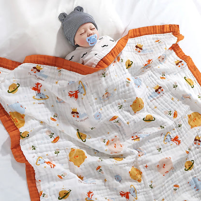 Couvertures pour bébé 6 couches 100% gaze de coton, enveloppe respirante pour bébé, douce et absorbante, couverture d'emmaillotage pour nouveau-né, serviette de bain pour bébé de dessin animé